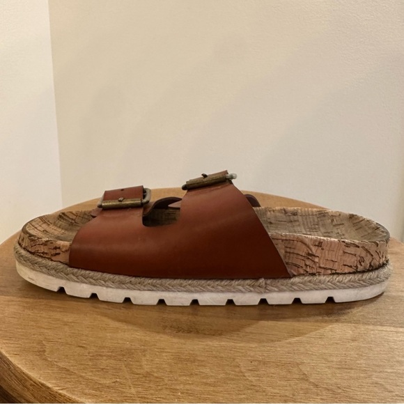 Esprit Brielle Sandals Womens Size 6.5M Brown Chestnut Cork Like Base White Heel - Picture 6 of 14